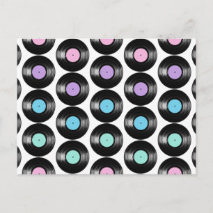 Retro Vinyl Records Colorful Patroonontwerp Briefkaart