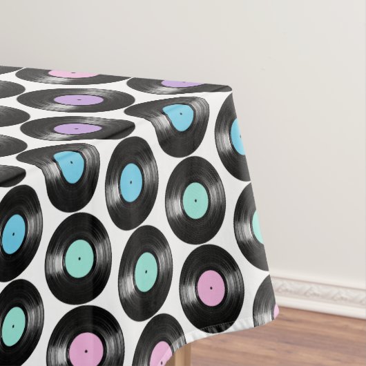 Retro Vinyl Records Colorful Patroonontwerp Tafelkleed (Voorbeeld)