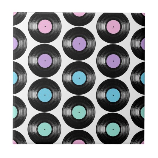 Retro Vinyl Records Colorful Patroonontwerp Tegeltje (Voorkant)