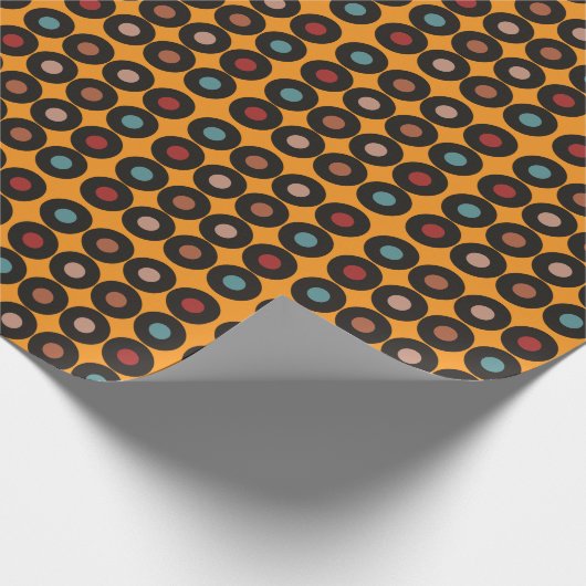 Retro  Vinyl Records Muziek Verjaardag Cadeaupapier (Hoek)