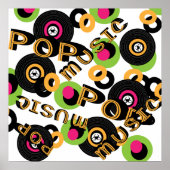 Retro Vinyl Records Pop Music Theme Poster (Voorkant)
