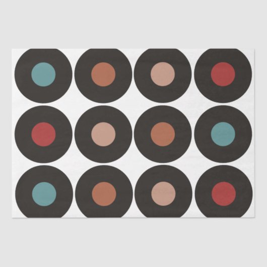 Retro Vinyl Records Sixties Musical Birthday Tissuepapier (Voorkant)