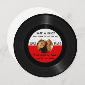 Retro Vinyl registreert uw foto sparen-de-Datum Save The Date (Voorkant / Achterkant)