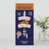 Retro Vinyl Rock ’n’ Roll Wedding Ticket Kaart (Staand voorkant)