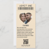 Retro Vinyl Rock ’n’ Roll Wedding Ticket Kaart (Achterkant)