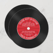 Retro vinyl single verjaardagsfeest uitnodiging (Voorkant / Achterkant)