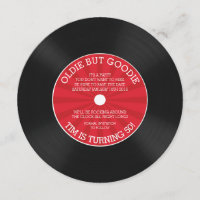 Retro vinyl single verjaardagsuitnodiging