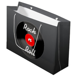 Retro vinyl tas cadeau groot cadeauzakje