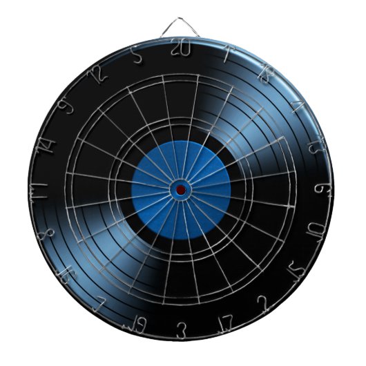 Retro VinylAlbum van het Verslag in Blauw Dartbord (Voorkant)
