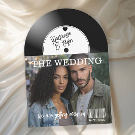 Retro Vinylen Hoes Huwelijksfoto Kaart
