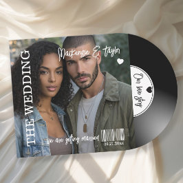 Retro Vinylenplaat Foto Hoes Bruiloft Kaart