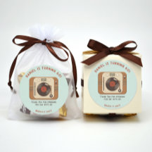 Retro vinylplaat bedankje ronde stickers