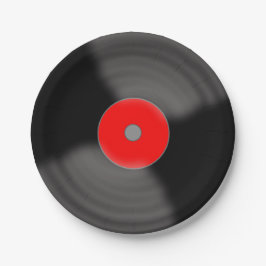 Retro vinylplaat feest 50's muziek papieren borden papieren bordje