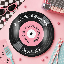 Retro Vinylplaat Feest Papieren Bordje