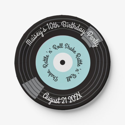 Retro Vinylplaat Feest Papieren Bordje (Voorkant)