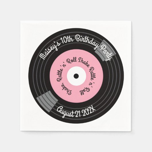Retro Vinylplaat Feest Servet (Voorkant)
