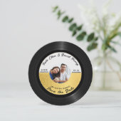 Retro Vinylplaat Foto Bewaar de Datum QR Code Save The Date (Staand voorkant)