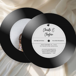 Retro Vinylplaat Foto Bruiloft Kaart