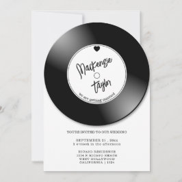 Retro Vinylplaat Foto Bruiloft Kaart