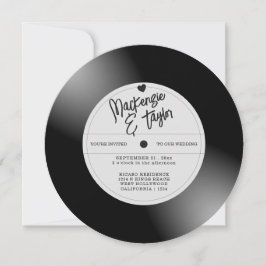 Retro Vinylplaat Foto Bruiloft Kaart