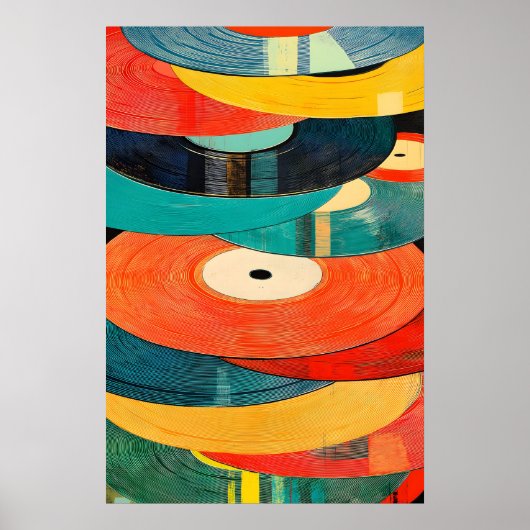 Retro Vinylplaat Kunstprint Abstracte Mid-Century Poster (Voorkant)