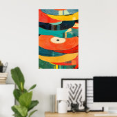 Retro Vinylplaat Kunstprint Abstracte Mid-Century Poster (Thuiskantoor)