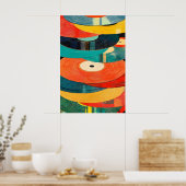 Retro Vinylplaat Kunstprint Abstracte Mid-Century Poster (Keuken)