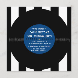 Retro Vinylplaat l Moderne Verjaardagsfeest Uitnod Kaart