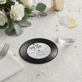 Retro Vinylplaat Liedverzoek Ronde Kartonnen Onderzetter