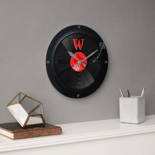 Retro vinylplaat monogram aangepaste wandklok