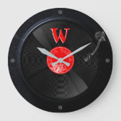 Retro vinylplaat monogram aangepaste wandklok (Voorkant)
