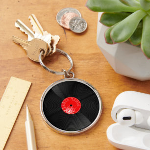 Retro vinylplaat muziek liefhebber sleutelhanger