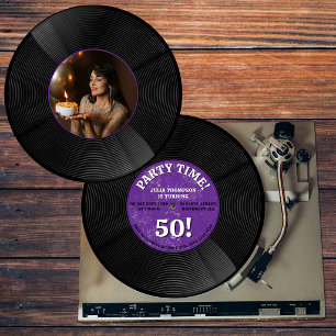Retro vinylplaat muziek mijlpaal verjaardag foto  kaart