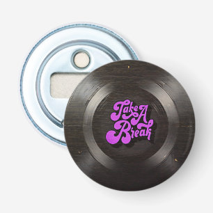 Retro Vinylplaat - Paarse Synthwave Groove Button Flesopener