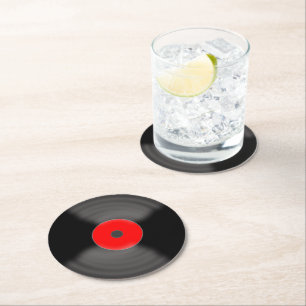 Retro vinylplaat papieren onderzetters