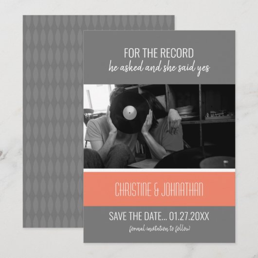 Retro Vinylplaat Platte Save The Date Kaart (Voorkant / Achterkant)