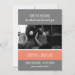 Retro vinylplaat platte save the date kaart