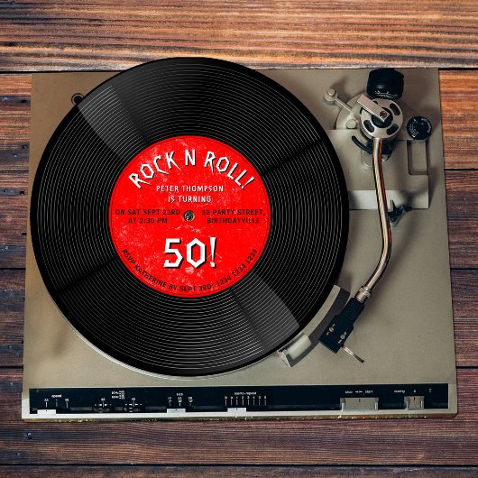Retro Vinylplaat Rock N Roll Rode Verjaardag Kaart