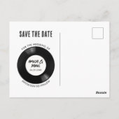 Retro Vinylplaat Roze Disco Bal Sla de Datum Op Briefkaart (Achterkant)
