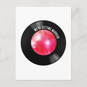Retro Vinylplaat Roze Disco Bal Sla de Datum Op Briefkaart (Voorkant)