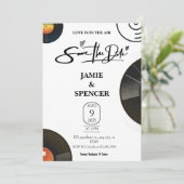 Retro vinylplaat Save The Date Kaart (Staand voorkant)