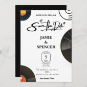 Retro vinylplaat Save The Date Kaart (Voorkant / Achterkant)