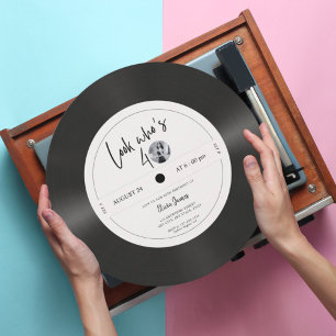 Retro vinylplaat uitziende wie is 40, 40e verjaard kaart