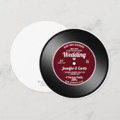 Retro vinylplaat wijnrode trouwdatum Save the Date Kaart (Voorkant / Achterkant)