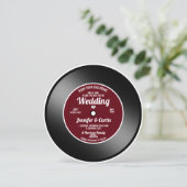 Retro vinylplaat wijnrode trouwdatum Save the Date Kaart (Staand voorkant)