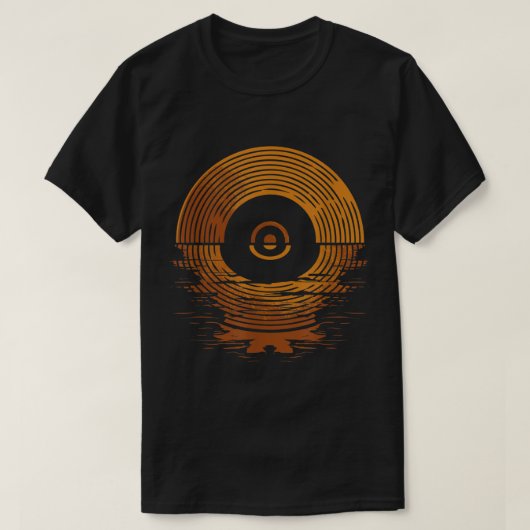 Retro Vinylplaat Zonsondergang Design T-shirt (Design voorkant)