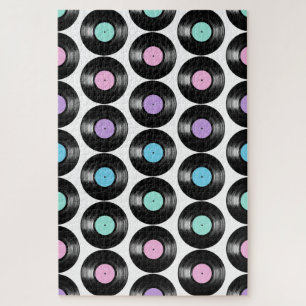 Retro Vinylplaten Kleurrijk Patroon Legpuzzel