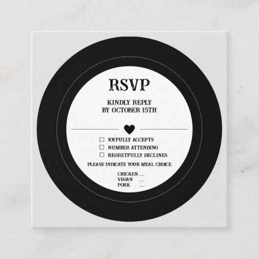 Retro  vinylrecord RSVP Informatiekaartje (Voorkant)