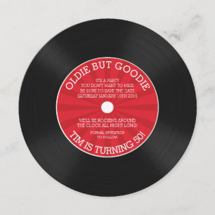 Retro vinylsingle verjaardagsfeest uitnodiging