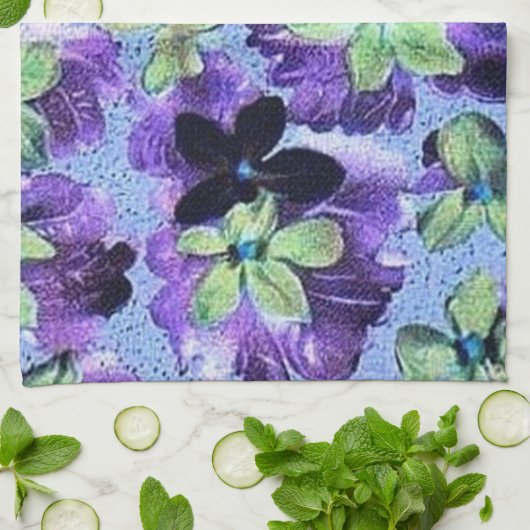 Retro  Violet Groene Paarse keukenhanddoek (Gevouwen)